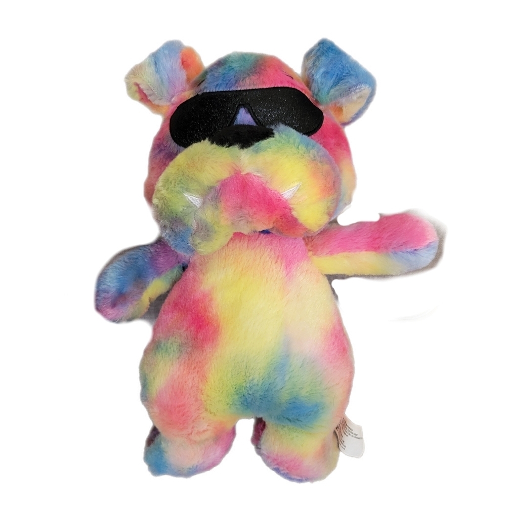KellyToy Rainbow Dog Plush 13" Stuffed Animal Sunglasses